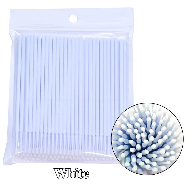 100PCS Wimpern Reinigungsbürsten – Micro Cotton Swabs für Lash Extensions & Make-up Entfernung