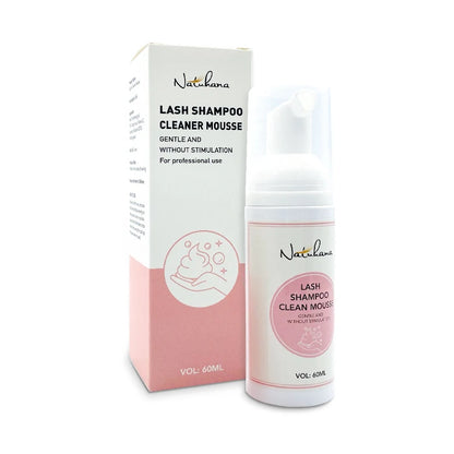 Natuhana 60ml Shampooing d'extension de cils Mousse – Mousse de nettoyage de laash pour faux cils, outil de maquillage doux et non irritant