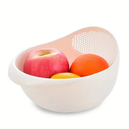 Panier de siége et drain en plastique 1PC avec poignées – bol de fraise de cuisine multi-usages pour laver le riz, les légumes et les fruits
