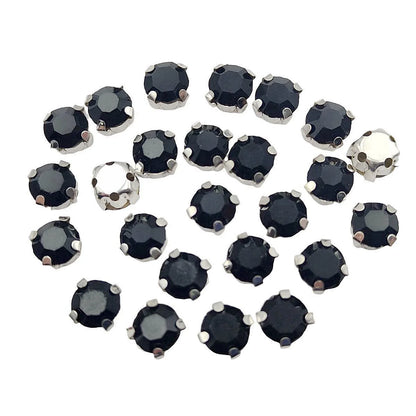 Rundglas-Rheinsteine mit Claw – Silber-Basis-Sew-On Kristalle für Kleidung, Schuhe und Handwerk