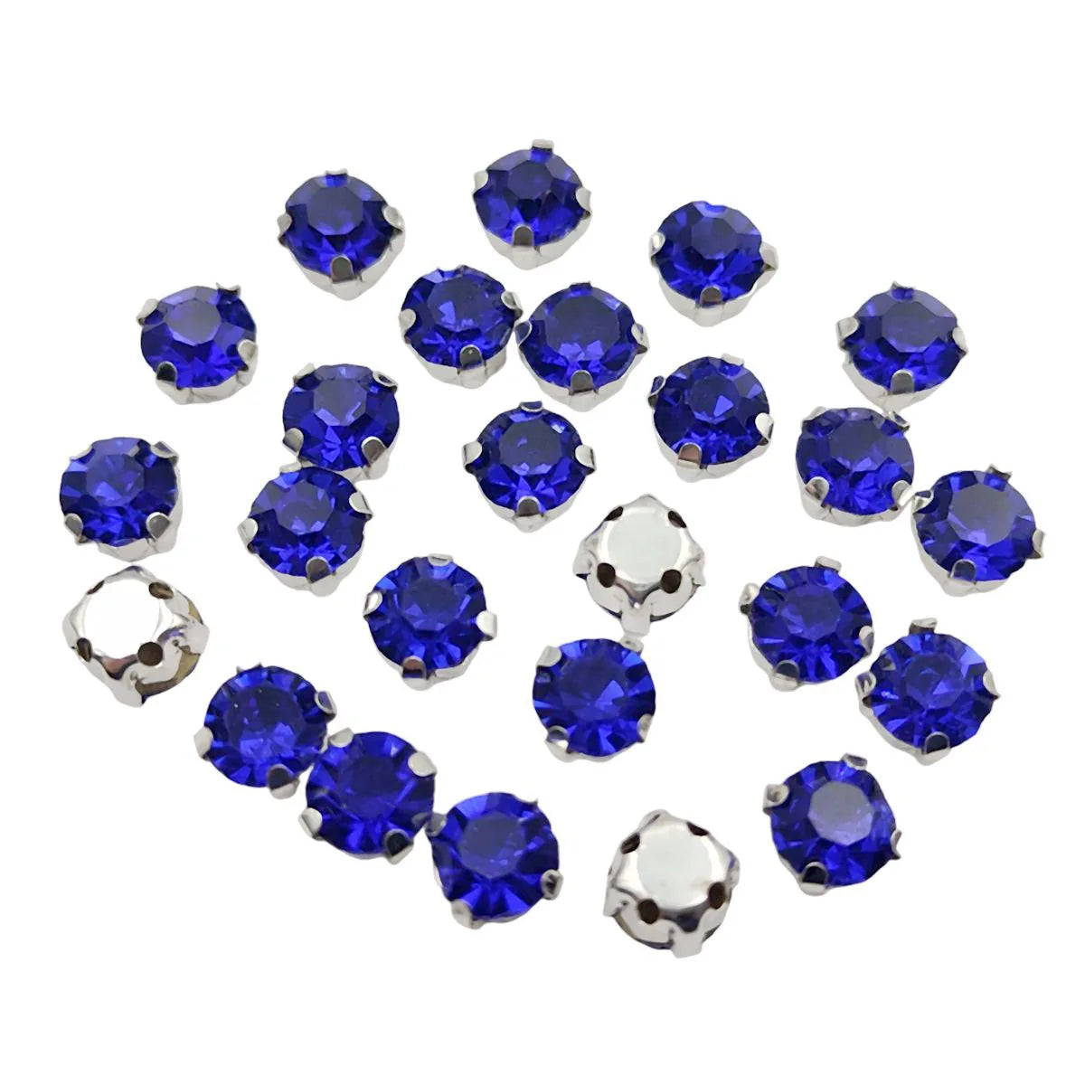 Rundglas-Rheinsteine mit Claw – Silber-Basis-Sew-On Kristalle für Kleidung, Schuhe und Handwerk