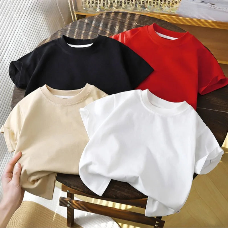 2-10Y enfants pur coton manches courtes pull T-shirt – Bébé Garçons et filles Tops d'été