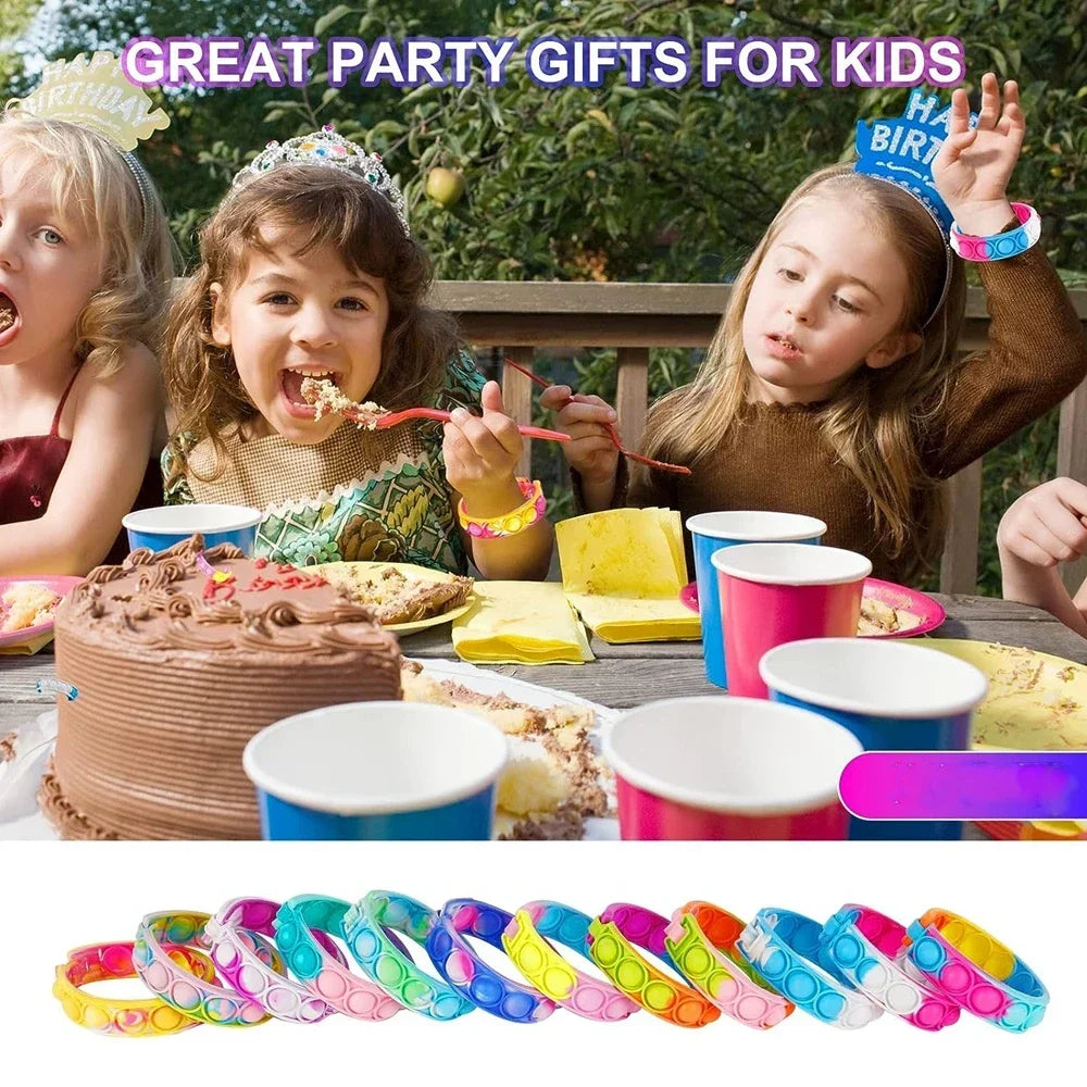 12/24/36PCS Silikon Bunt Bubble Armband – Kids Party Favors, Geburtstagsgeschenke, Hochzeits-Souvenirs, Karneval & Urlaub Armbänder