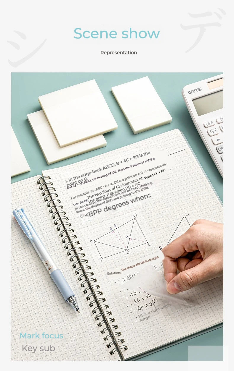 50 Blatt Transparent Sticky Notes – Wasserdichte Message & Signature Sticker für Notebooks