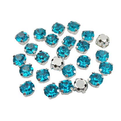 Rundglas-Rheinsteine mit Claw – Silber-Basis-Sew-On Kristalle für Kleidung, Schuhe und Handwerk