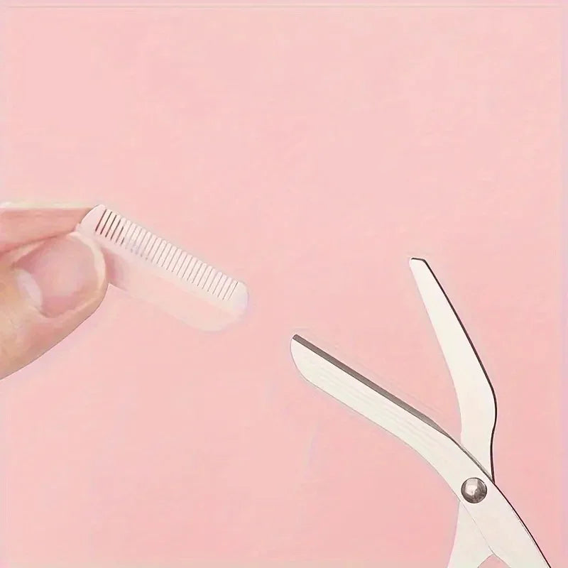 3-Piece Set de tailleur de sourcils – Ciseaux en acier inoxydable, Peigne & Rasoir pour cils et maquillage débutant, Accessoires de suppression de précision