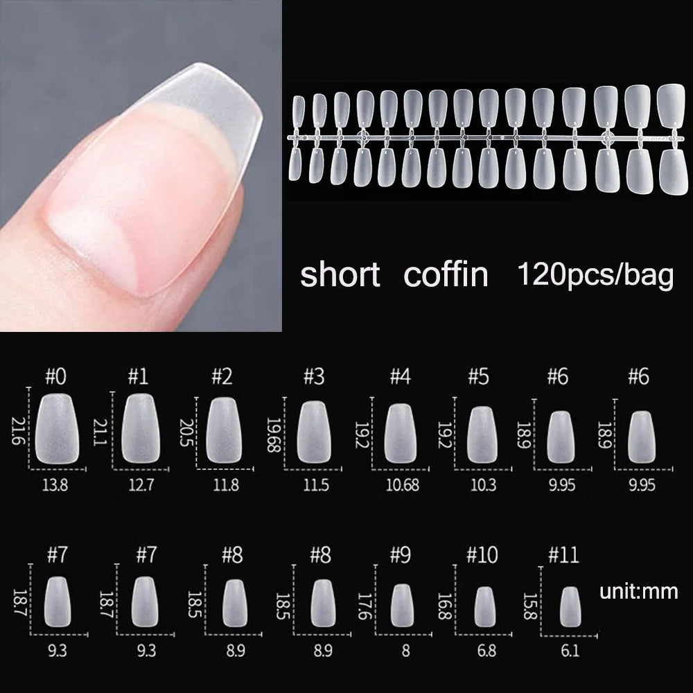 120PCS Matte Press-On Nail Tips – Soft Full-Cover Oval Almond False Nails for DIY Manicure
