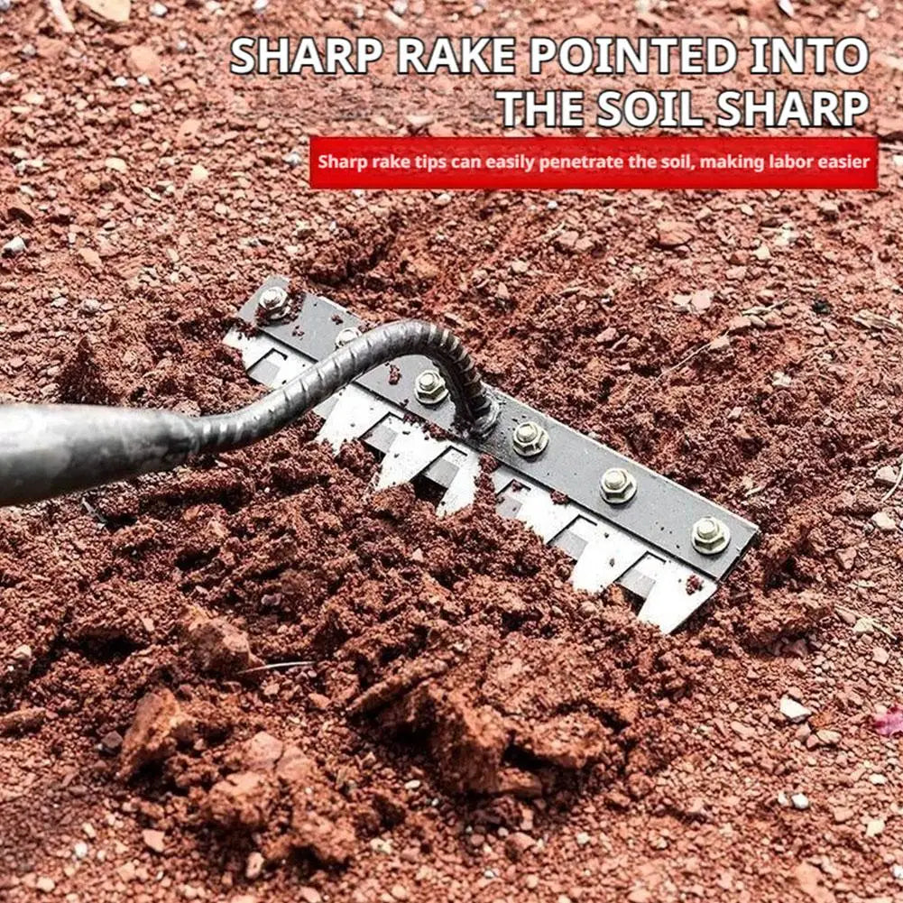Râteau de désherbage de jardin en acier au carbone – 5/6/7/8 Outil de désherbage et d'élimination des mauvaises herbes pour l'agriculture, le jardin et l'aménagement paysager