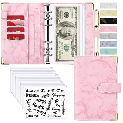 A6 PU Leather Budget Planner – Marble Notebook & Money Saving Organizer für Büro, Schule & Personal Finance