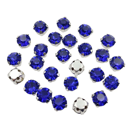 Rundglas-Rheinsteine mit Claw – Silber-Basis-Sew-On Kristalle für Kleidung, Schuhe und Handwerk