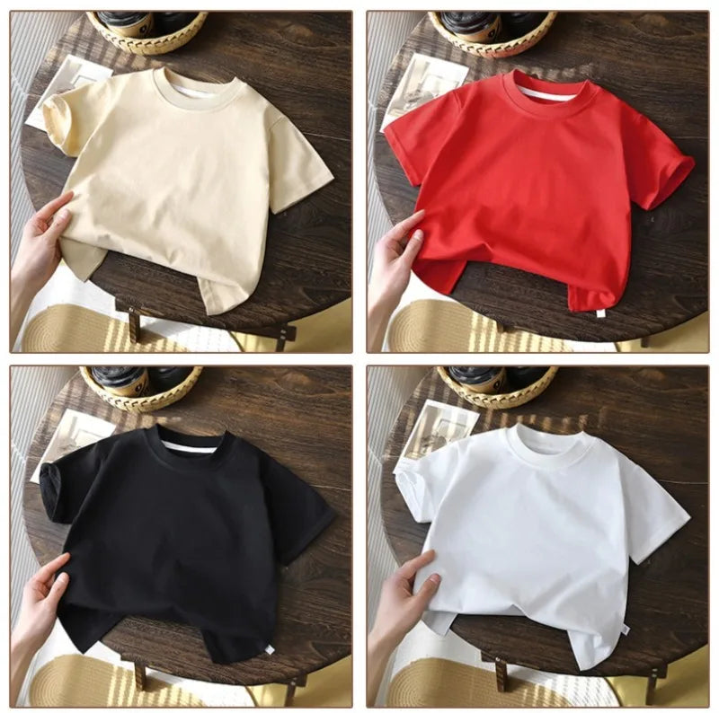 2-10Y enfants pur coton manches courtes pull T-shirt – Bébé Garçons et filles Tops d'été