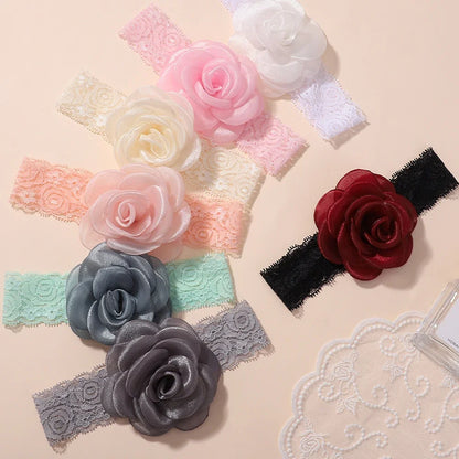 1Pc Baby Nylon Headscarf – Handmade Flower Headband for Newborn Girls, Toddler Elastic Hair Turban