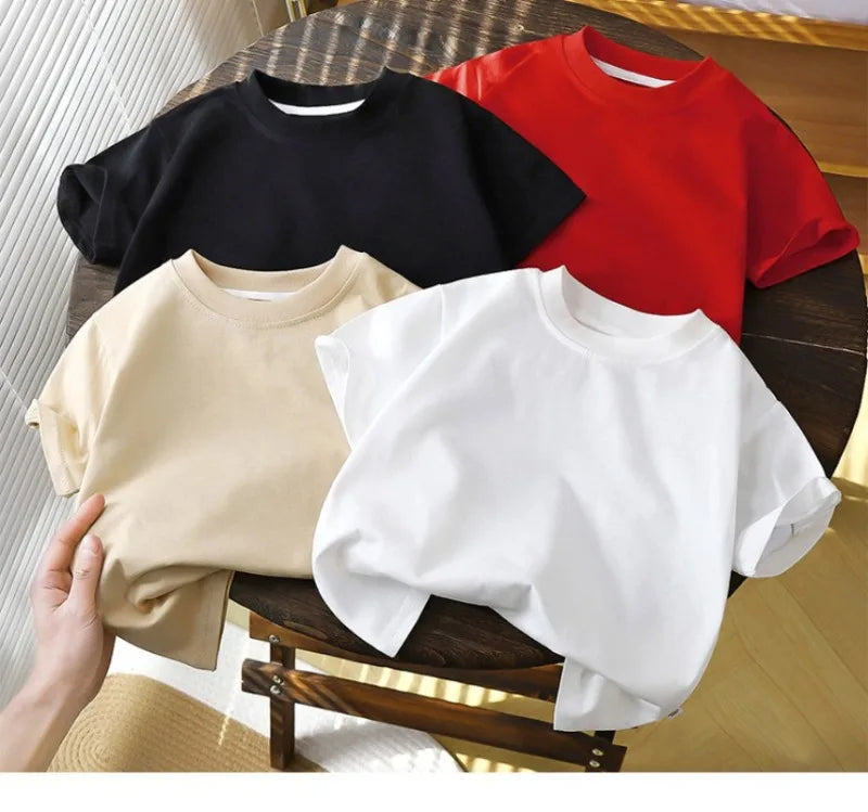 2-10Y enfants pur coton manches courtes pull T-shirt – Bébé Garçons et filles Tops d'été