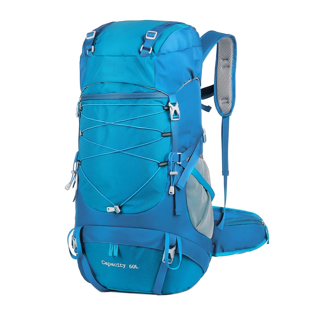 WESTTUNE 50L Sac à dos de randonnée imperméable avec couverture de pluie – Sac de voyage et d'alpinisme multifonctionnel