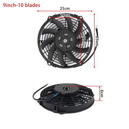 Universal 7/9/10/12/14/16 Inch 12V 80W Car Radiator Cooling Fan Blade – Electric Air Conditioning Fan Kit 2100RPM