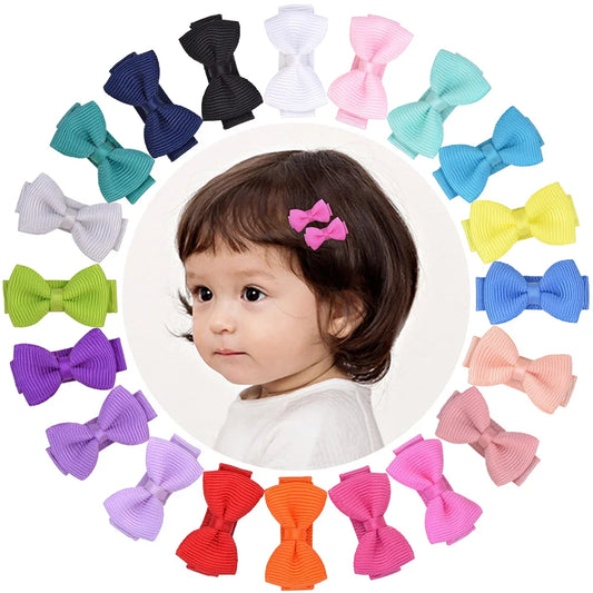 1.2 Inches Mini Bows de cheveux avec clip – Grips de cheveux de couleurs solides pour les enfants et bébé fille