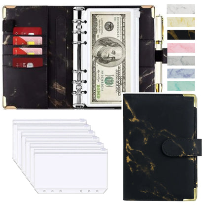 A6 PU Leather Budget Planner – Marble Notebook & Money Saving Organizer für Büro, Schule & Personal Finance