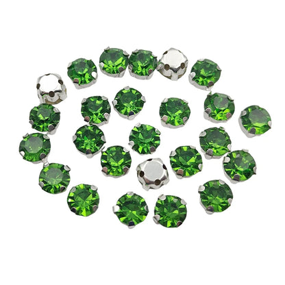 Rundglas-Rheinsteine mit Claw – Silber-Basis-Sew-On Kristalle für Kleidung, Schuhe und Handwerk